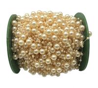 5yards 8mm Round Pearl Beads Chain Garland Flowers Acrylic Beads for Wedding Decoration DIY Jewelry Accessories