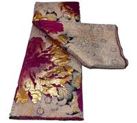 5Yards Gold Thread Embossed Jacquard Gilding Fabrics French Tulle Lace Organza Embroidery Gilded Brocade Lace Fabric for Nigerian Wedding Party Dress DH33 (5Yards,Fuchsia)