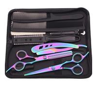 6.0'' Professional Hair Scissors Cutting Shears Thinning Hairdressing Haircut Razor Comb Set Salon Barber Home for Hair and Beard(Color 23)
