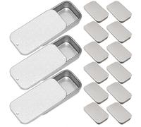 (6.00X3.40X1.00CM, Silver) 20pcs Sliding Lid Tin Box Vintage Tinplate Box Container Organizer Storage Box