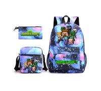 (6_05) Minecraft 3pcs Sets Backpack Mochila Kids Capacity Bags-3