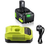 6.0Ah 18V Lithium Battery for ryobi P108 + P117 Charger Compatible with for Ryobi One+ Battery RB18L50 RB18L25 RB18L40 RB18L20 RB18L15 RB18L13 P108 P102 P103 P104 P105 P106 P107 P108