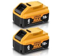 6.0Ah Li-Ion Battery Replacement for Dewalt 18V Battery DCB184 DCB200 DCB180 DCB182 DCB181 DCB201 DCB204 DCB183 DCB185 DCB203, Replacement Batteries with LED Indicator（2 Pack)