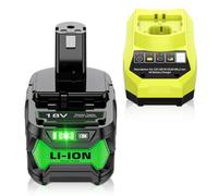 6.0Ah P108 Replacement for Ryobi 18V Battery and Charger with Ryobi Battery | 4A Compatible with Ryobi 18V Battery P104 P105 P106 P107 P109 RB18L50 RB18L40 RB18L25 Models & Cordless Tools