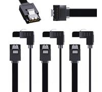 6.0Gbps SATA 3.0 Cable L Shape to Straight 4Pcs with Locking Latch 40cm for HDD SSD SATA I/II/III High Speed 90 Degree Right Angle Data Connector Short Cord Metal Clip LType for CD Driver DVD Writer