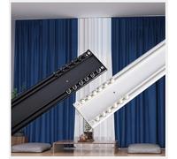 6.0mm Double Curtain Track Ceiling Mount, Silence Sliding Curtain Rails, Aluminium Curtain Rod/pole Set For Window Room Divider, RV Drapery Rods, Black/White(Black,95CM (3.1FT))