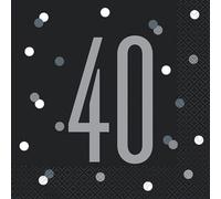 6 1/2" Glitz Party 40th Birthday Disposable Paper Luncheon Napkins - 16 Ct.