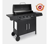 Portable 6+1 Burner Gas Barbecue with Warming Rack VonHaus Black One Size