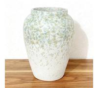 6.1” Ceramic Vase for Home Décor, Heavyweight Speckled Flower Vase for Farmhouse Centrepieces, Modern Table Mantel & Shelf Decoration for Fresh or Artificial Flowers (Green)