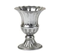 6.1 In Silver Planter Urn, Iron Flower Pot, Chic Grecian Vase For Home Decor, Wedding Centerpiece