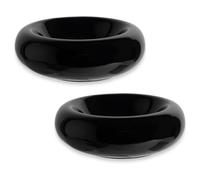 6.1 Inch Cat Bowls, 7 oz Ceramic Cat Food Bowl, Whisker Fatigue Relief Bowl, Anti-Vomiting, Protect Spine, Perfect for Indoor Cats(2pc Black)