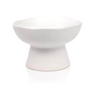 6.1" Wide 1.57" Deep Elevated Cat Water Bowls, Ceramic Raised Food Plate,Cat Feeder,Anti Vomiting Whisker Fatigue,White