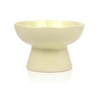 6.1" Wide 1.57" Deep Elevated Cat Water Bowls, Ceramic Raised Food Plate,Cat Feeder,Anti Vomiting Whisker Fatigue,White(Cream-1.57"Deep)