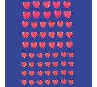 6-10mm Diamante Heart Stickers - Self Adhesive Flat Back 3D Jewel Heart Stickers, 56pcs (Red)