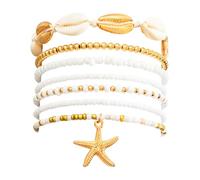 6-10PCS Heishi Surfer Bracelets Set Colorful Beaded Stretch Bracelets Clay Stackable Boho Disc Party Gifts Y2K Kidcore Aesthetic Summer Beach Bohemian Layering Bracelets Jewelry for Women ladies, L