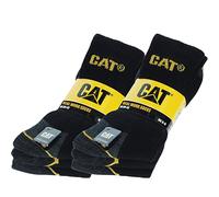 (6-11, Black) 6 Pairs of CAT Caterpillar Mens Adults Heavy Duty Industrial Workwear Socks