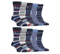 Farah 10 Pairs Multipack Mens Bamboo Dress Socks Bright Cotton Socks with Gentle Grip Top (6-11, Blue/Navy)