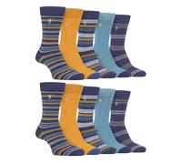 (6-11, Navy / Blue) Farah - Mens 10 Pair Multi-Pack Bright Bamboo Socks