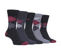 FARAH Men's 5 Pack Argyle Patterned Cotton Dress Socks in Black | Size: 6-11 Farah Black 6-11
