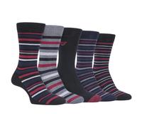 (6-11 UK, Black Berry (Striped)) FARAH - 5 Pack Mens Classic Patterned Office Cotton Dress Socks