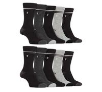 (6-11 UK, Black / Charcoal) Farah - Mens 10 Pair Multi-Pack Bright Bamboo Socks