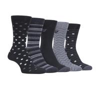 (6-11 UK, Black Charcoal (Polka Dots)) FARAH - 5 Pack Mens Classic Patterned Office Cotton Dress Socks