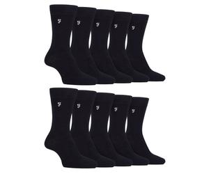 (6-11 UK, Black) Farah - Mens 10 Pair Multi-Pack Bright Bamboo Socks