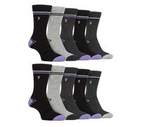 (6-11 UK, Black / Purple) Farah - Mens 10 Pair Multi-Pack Bright Bamboo Socks