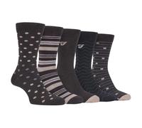 Farah - 5 Pack Mens Thin Breathable Classic Patterned Soft Top Office Cotton Dress Socks (6-11 uk, CS192BRNGRY (Polka Dot))