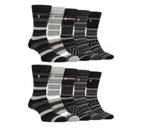 (6-11 UK, Charcoal / Black) Farah - Mens 10 Pair Multi-Pack Bright Bamboo Socks