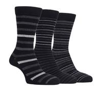 (6-11 UK, FCS196BLKCHA) Farah - 3 Pairs Mens Colourful Plain Striped Patterned Bamboo Socks