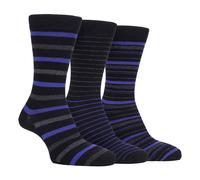 (6-11 UK, FCS196BLKPUR) Farah - 3 Pairs Mens Colourful Plain Striped Patterned Bamboo Socks
