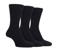 (6-11 UK, FCS197BLK) Farah - 3 Pairs Mens Colourful Plain Striped Patterned Bamboo Socks