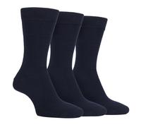 (6-11 UK, FCS197NVY) Farah - 3 Pairs Mens Colourful Plain Striped Patterned Bamboo Socks