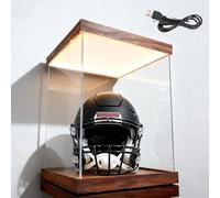 6 12 18 20 24 30 in Square Acrylic Display Case, Dustproof Acrylic Display Box for Football Helmet, Transparent Alternative Glass Cube Case(Wood,20x20x20cm/8x8x8in)