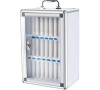 6/12/24/36/48/60 Slots Mobile Phone Storage Box Wall-mounted Phone Box With Lock & Soft Lining Can Be Carried By Hand, Silver, 36