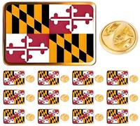 6/12/25/50/100 pieces small Rectangle Maryland state Flag lapel pins Badge bulk, S, Alloy Steel, no gemstone