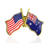 6/12/50/100 Pack-American Australia Friendship Flag Pins Bulk -1.5” Metal Patriotic US USA Australian Lapel Pins Badge Souvenir, Black, 1.5"