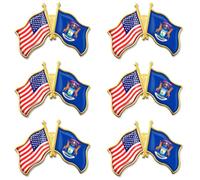 6/12/50/100 Pack American Michigan Flag Lapel Pins Bulk -1.4” Metal US USA MI State Lapel Pins Activist Organizations Badge Button Souvenir, 1.4inch, Iron Brass, no gemstone