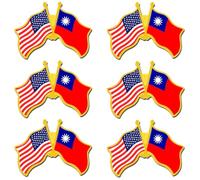 6/12/50/100 Pack -American Taiwan Friendship Flag Pins Bulk -1.4” Metal US USA Taiwanese Lapel Pins Badge Button Souvenir, 1.4inch, Metal, no gemstone