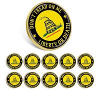 6/12/50/100 Pcs Gadsden Don't Tread On Me Liberty or Death Flag Pins Bulk -1” Metal Round Yellow Snake Lapel Pins Badge Souvenir For men women Hat Bag Travel Gifts, 1 Inch, Alloy, electroplating, no