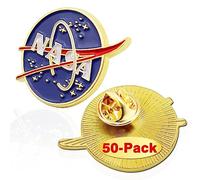 6/12/50/100 Pcs National Aeronautics and Space Administration NASA Space Lapel Pins Bulk Enamel 1", 50-Pack, 1 inch