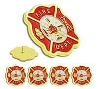 6/12/50/100Pcs Fire Department Firefighter Lapel Pin Bulk 1.2 Inch Fire Dept Rescue Fireman Badge Service Pins supports the fire service, Alloy, electroplating, no gemstone