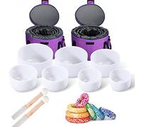 6-12/8-14 Inch Set Of 7 Pcs Frosted Chakra Quartz Crystal Singing Bowl Set For Sound Healing,Meditation, Free 2 Pcs Travel Carry Case Bag,432 Hz,8,14 Inch