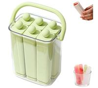 6/12 Cavity Silicone Ice Stick Set with Lid & Handle,Easy Release Long Ice Cube Stick Maker,Silicone Ice Stick Tray with Storage Caddy for Homemades Popsicles Dessert Cocktails (Green-6 Cavity)