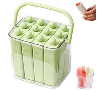 6/12 Cavity Silicone Ice Stick Set with Lid & Handle,Easy Release Long Ice Cube Stick Maker,Silicone Ice Stick Tray with Storage Caddy for Homemades Popsicles Dessert Cocktails (Green-12 Cavity)