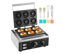 6/12 Hole Electric Donut Maker Commercial Doughnut Machine With Non-stick Double-Sided Heating Waffle Fast Uniform Heating(6 holes 50mm)