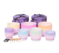 6-12 Inch Candy Colored Crystal Singing Bowls Set, For Sound Healing Therapy And Meditation, Calming And Healing Sounds, With Carrying Bags, Silk Brocade Cushion (Size : 440hz)
