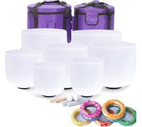 6-12 inch Chakra Tuned 432/440hz Set of 7 Quartz Crystal Singing Bowls with Heavy Duty Carrying Cases and Silk Brocade Cushion,440 hz 6-12inch 7pcs