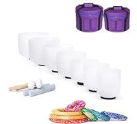 6-12 Inch Chakra Tuned Set Of 7 Quartz Crystal Singing Bowls With Heavy Duty Carrying Cases, For Sound Healing, Meditation,440 Hz 6,12 Inch